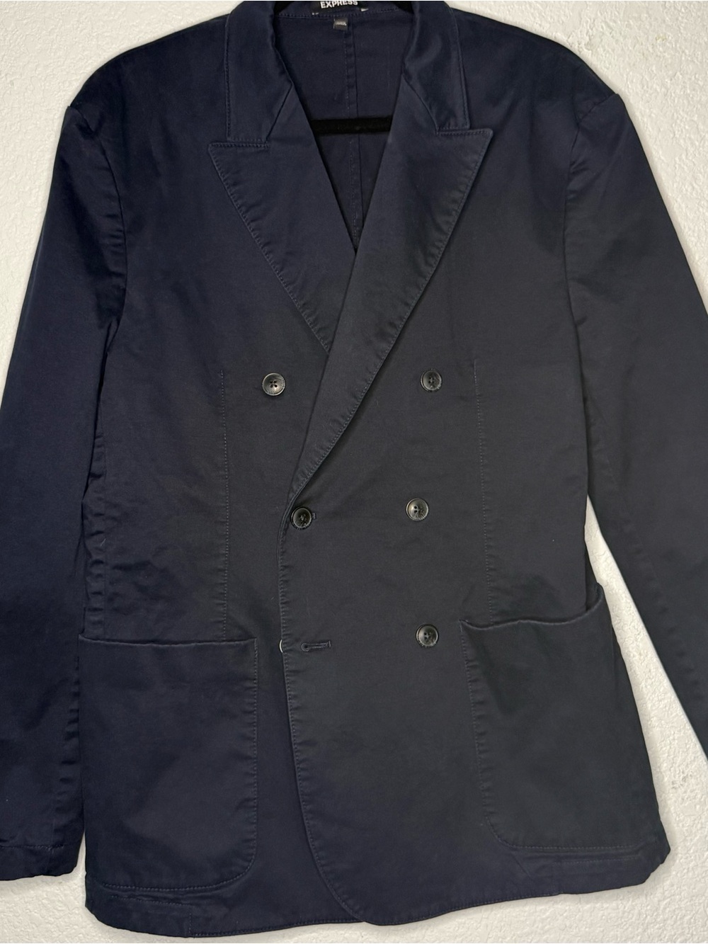 Express Navy Blue Men's Jacket with Black Collar